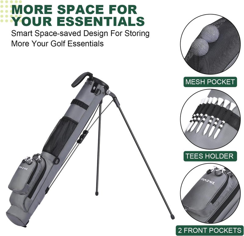 MAZEL Lightweight Golf Bag for Men – Easy to Carry Golf Clubs Bag with Shoulder Strap,Pitch n Putt Golf Stand Bag for Driving Range,Par 3 and Executive Courses - Fit Up to 8 Clubs - Image 3